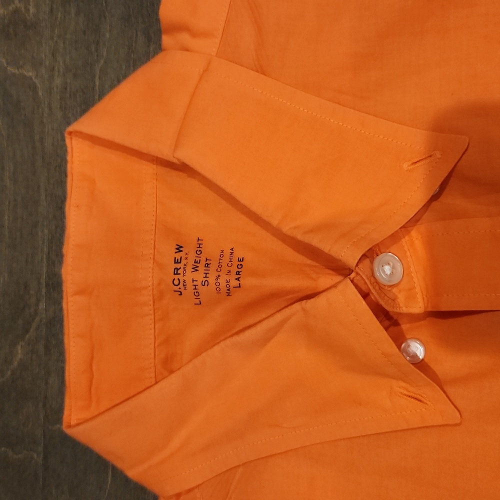 J Crew Men's Light Weight Dress Shirt Coral Salmon Size L - Picture 2 of 2